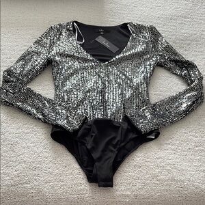 Silver Sequin Bodysuit